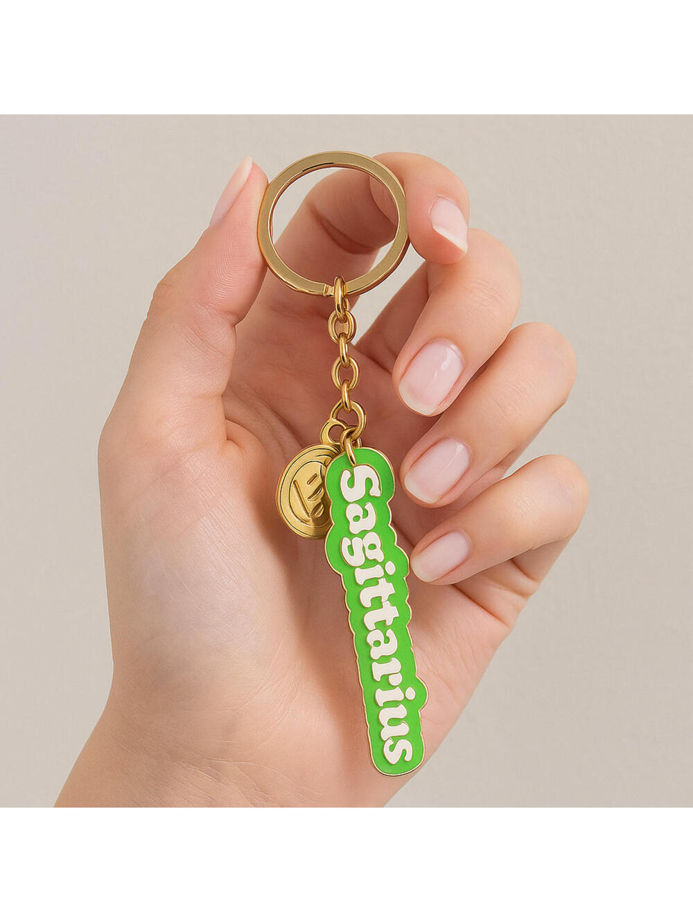 Modern Expressions "Sagittarius" Green & Gold 1 Count Keychain Metal 738952 Gift